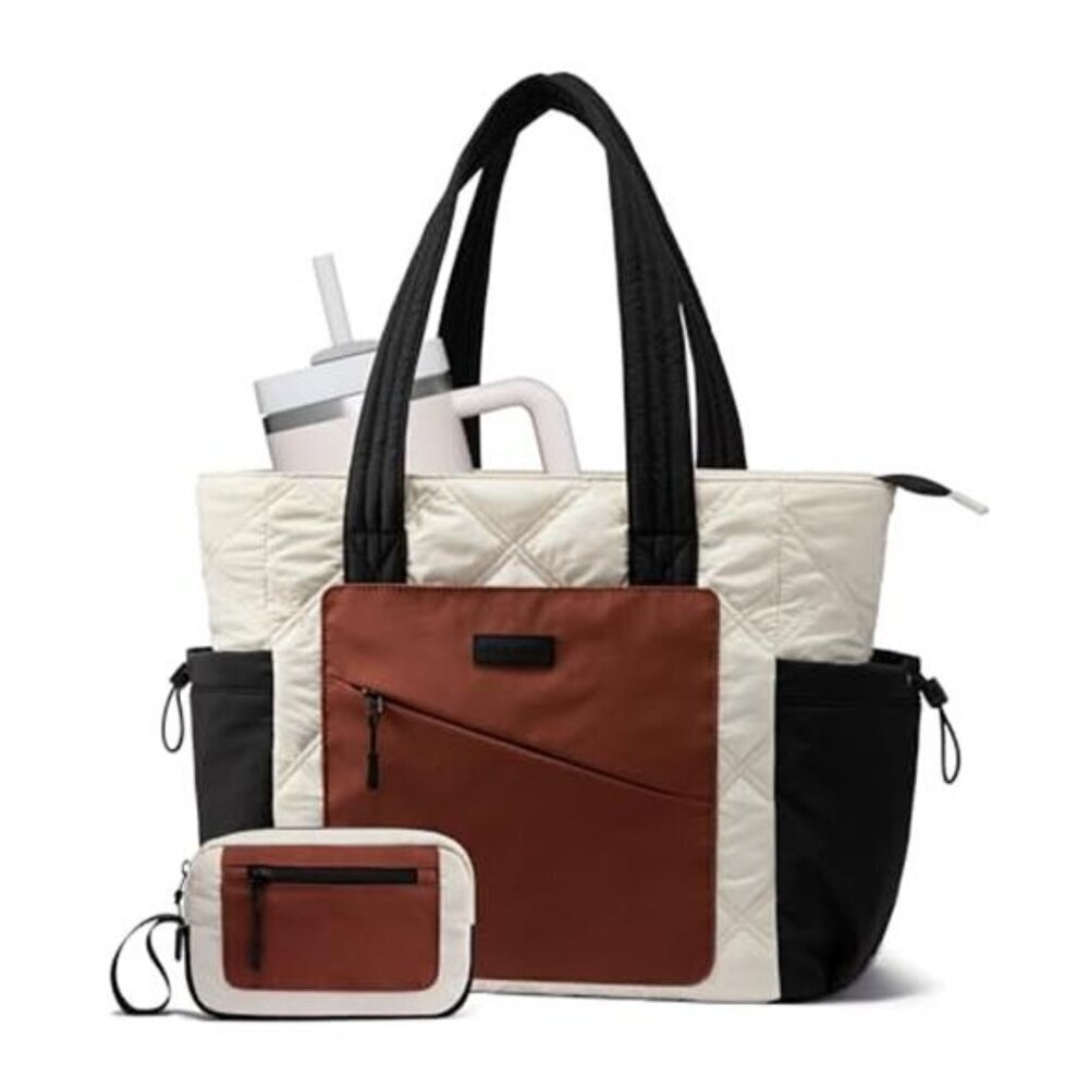 Quilted Puffer Tote Bag for Women Work Travel